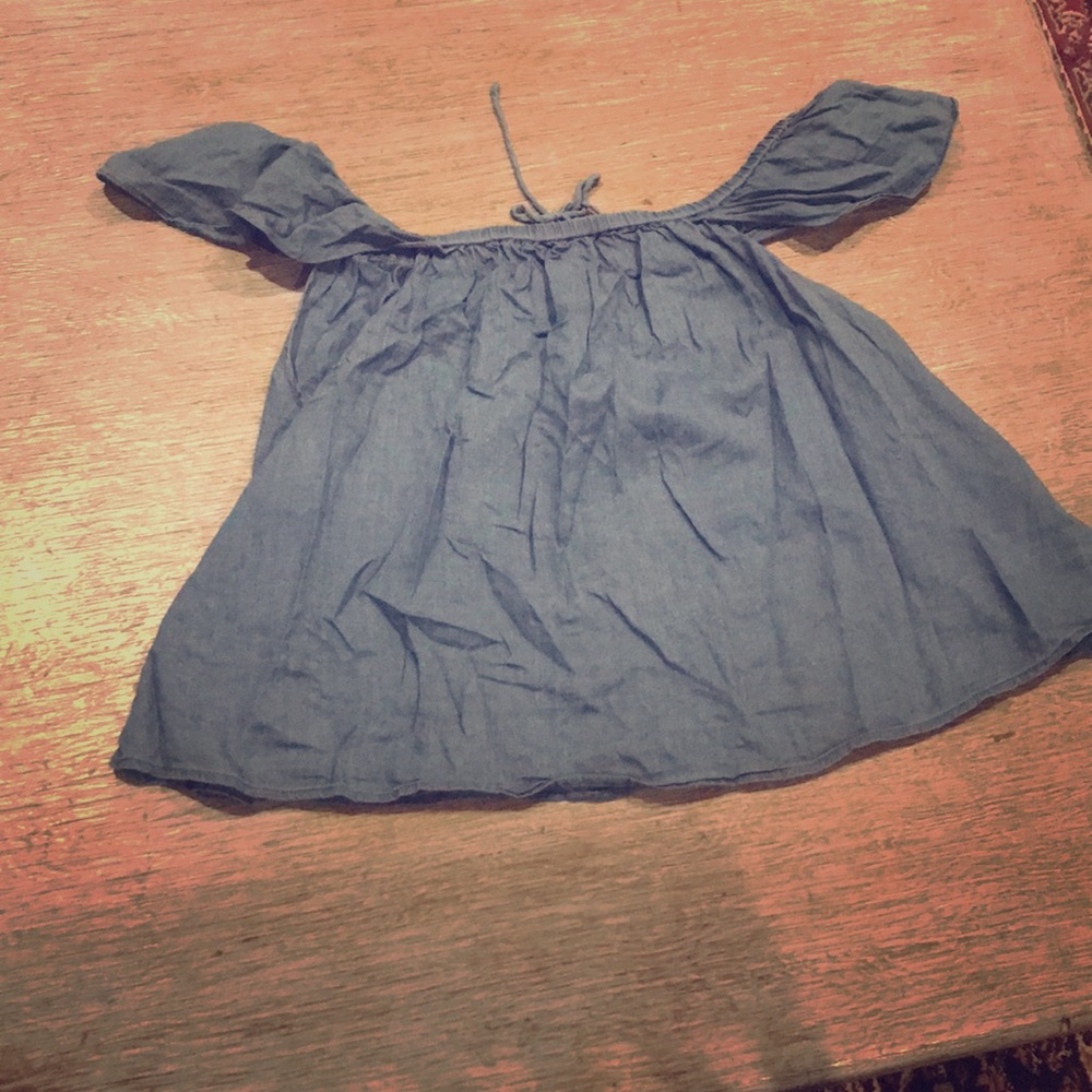 Strapless, jean top